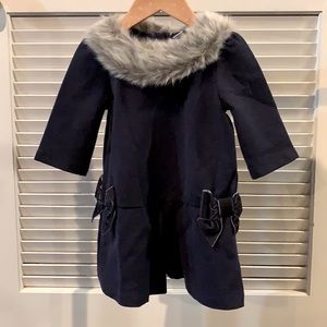 Navy Dress with Fur Collar Janie and Jack